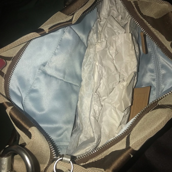 BNWT LARGE COACH SIGNATURE CARLY BABY BLUE INTERIOR - Picture 11 of 14